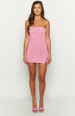 July Butterfly Pink Crochet Mini Dress