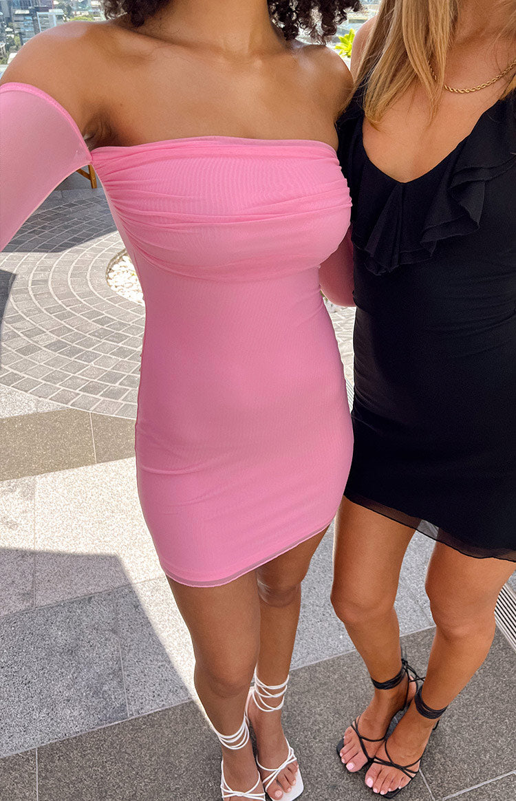 Kaliana Pink Off The Shoulder Mini Dress