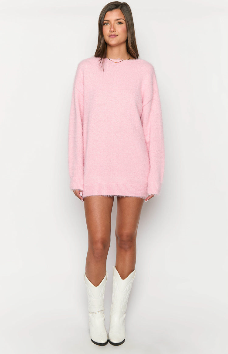 Kleine Pink Long Sleeve Knit Mini Dress