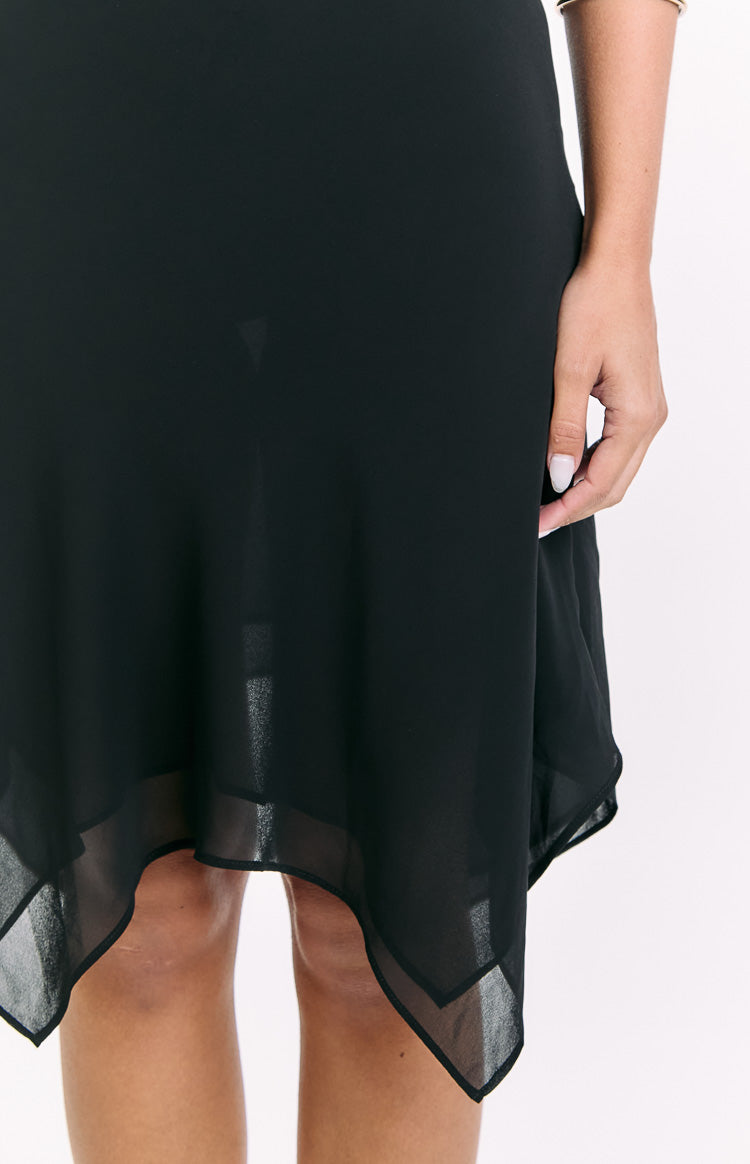 Kaye Black Hanky Hem Midi Skirt