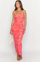 Kelly Orange Floral Maxi Dress