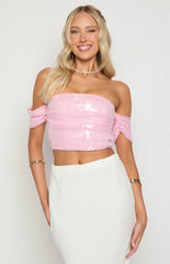 Klara Pink Sequin Crop Top