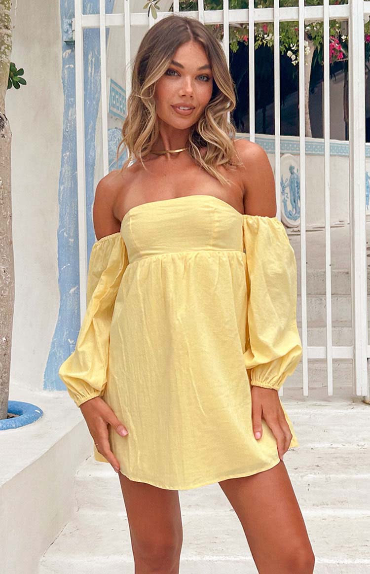 Koa Yellow Long Sleeve Mini Dress