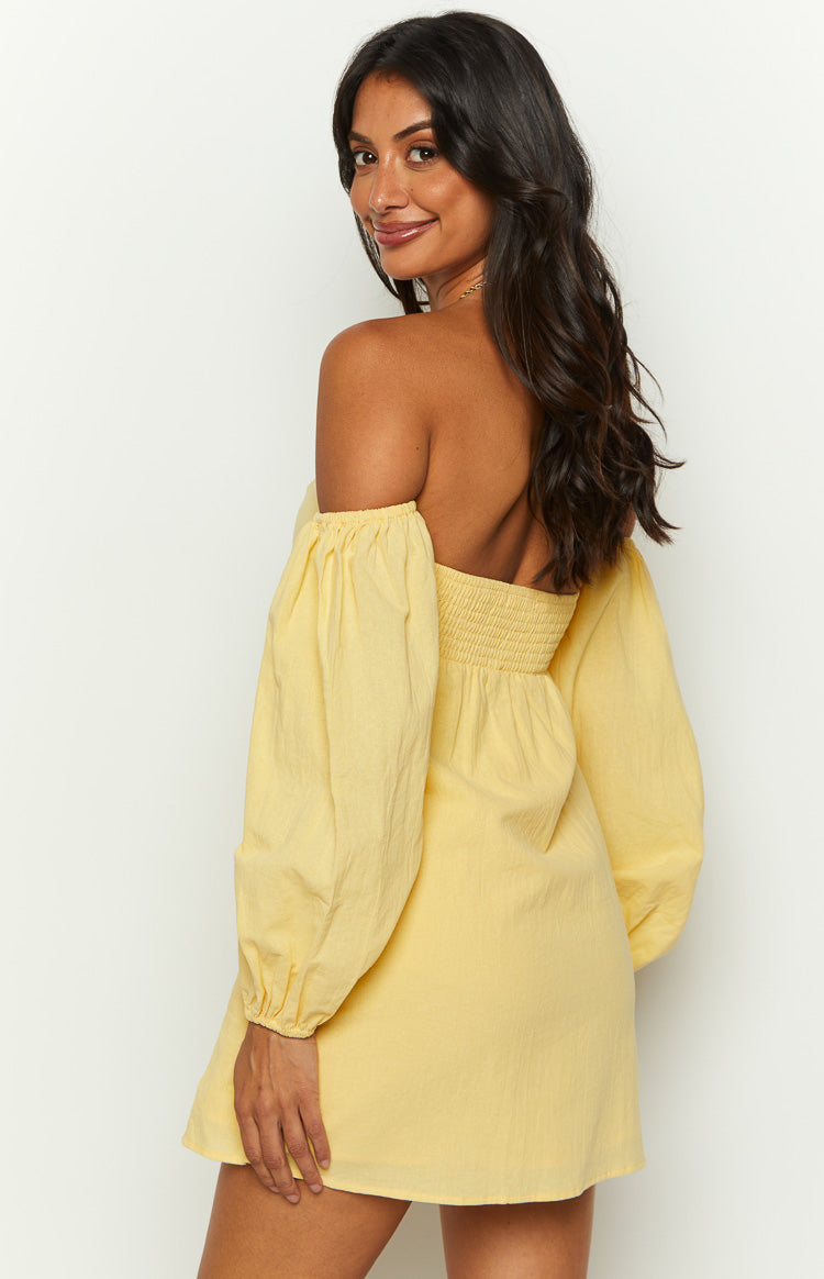 Koa Yellow Long Sleeve Mini Dress