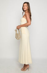 Krissy Cream Mesh Strapless Maxi Dress