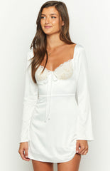 Layla White Long Sleeve Mini Dress