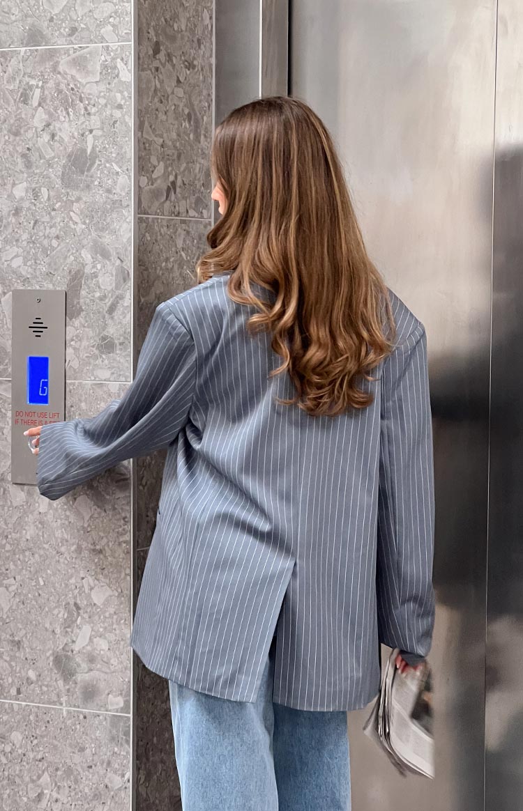 Louis Grey Striped Oversized Blazer