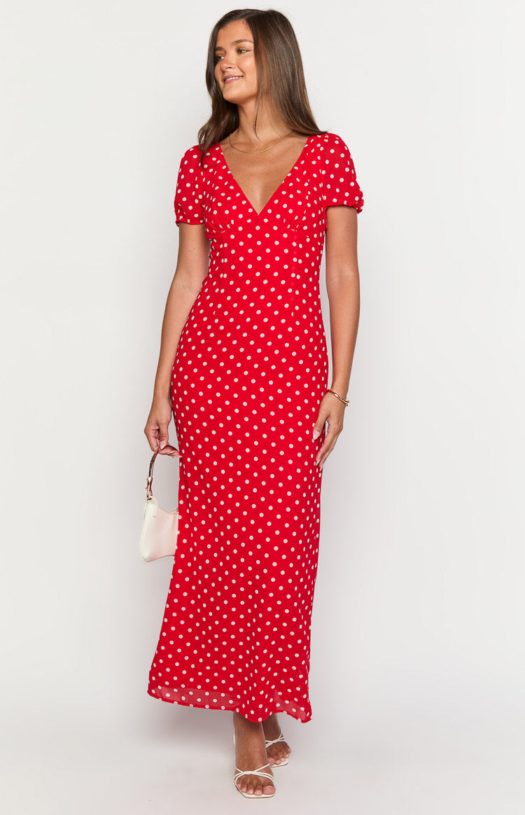 Lovella Red Polka Dot Maxi Dress