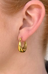 Lucetta Gold Oval Statement Hoop Earrings