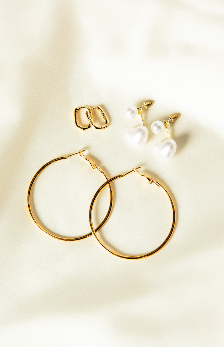 Luxe Lattice Gold Hoop Earrings 3 Pack