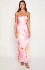 Maiah Pink Floral Print Maxi Dress