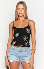 Mallorie Black Beaded Top
