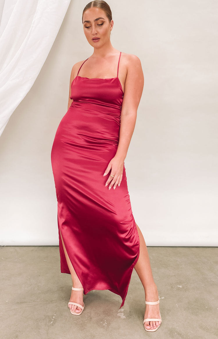 Manhattan Slip Formal Dress Wine