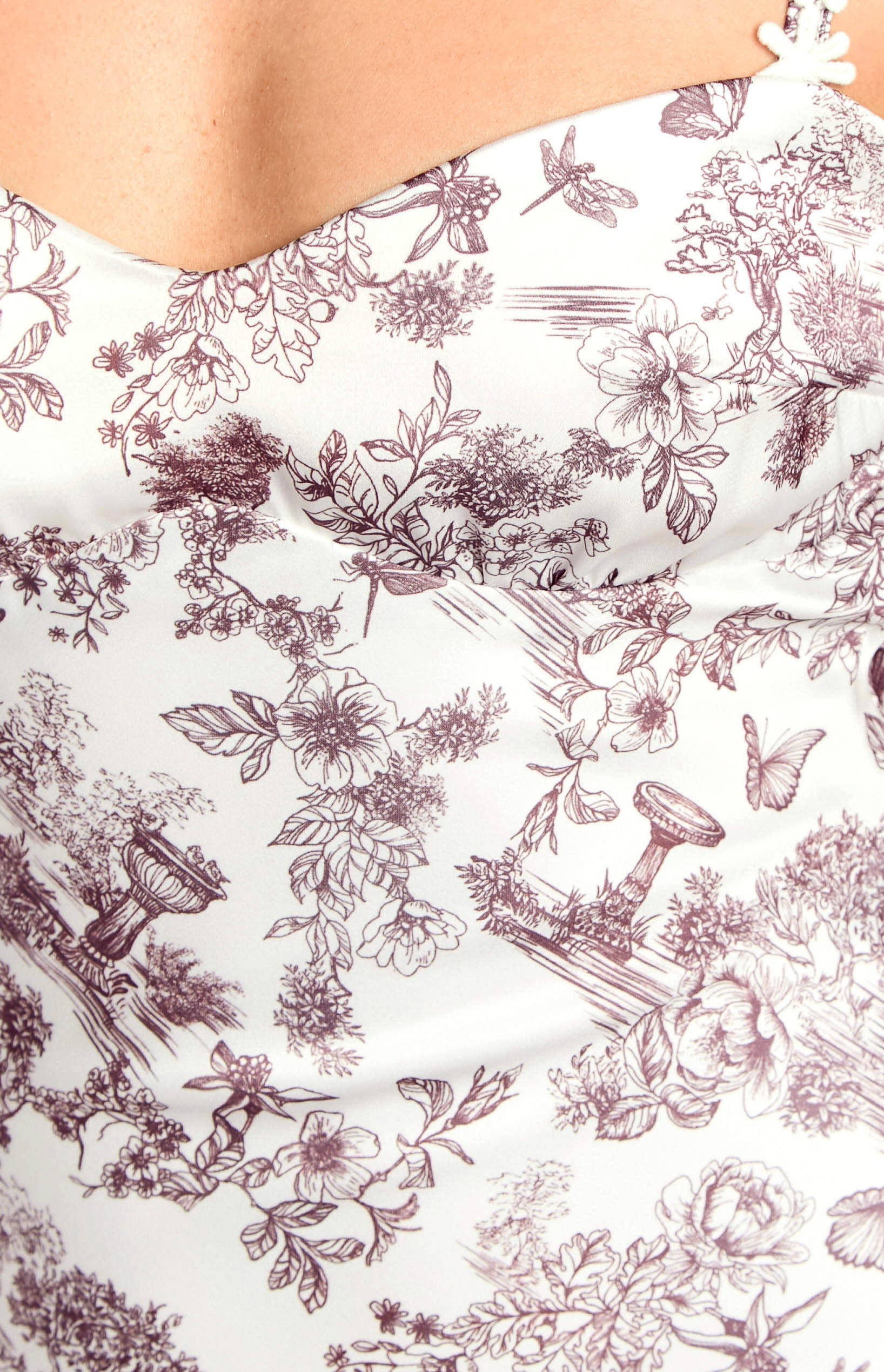 Marbelle Brown Garden Print Satin Mini Dress