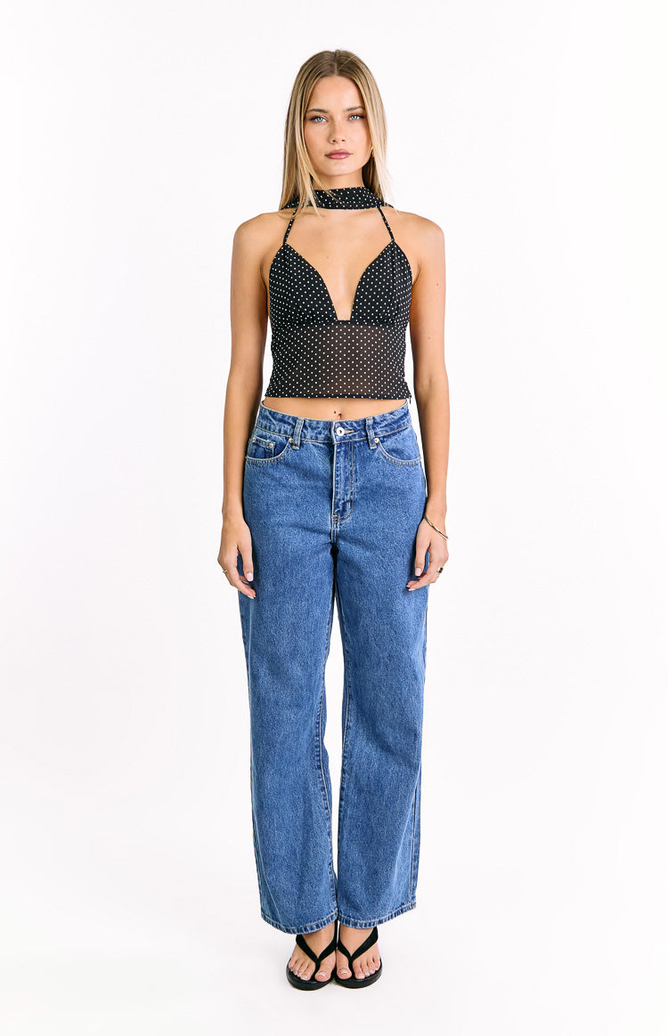 Maye Black Polka Dot Top