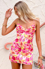 Honey Yellow Floral Pop Mini Dress