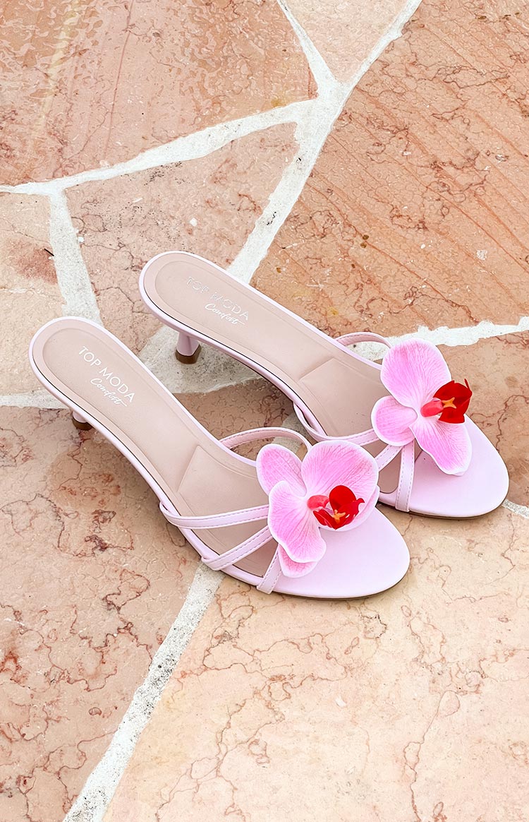 In Bloom Pink Floral Kitten Heels