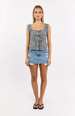 Neevie Black Gingham Tie Top