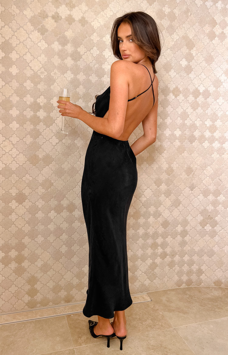 Opal Black Midi Dress