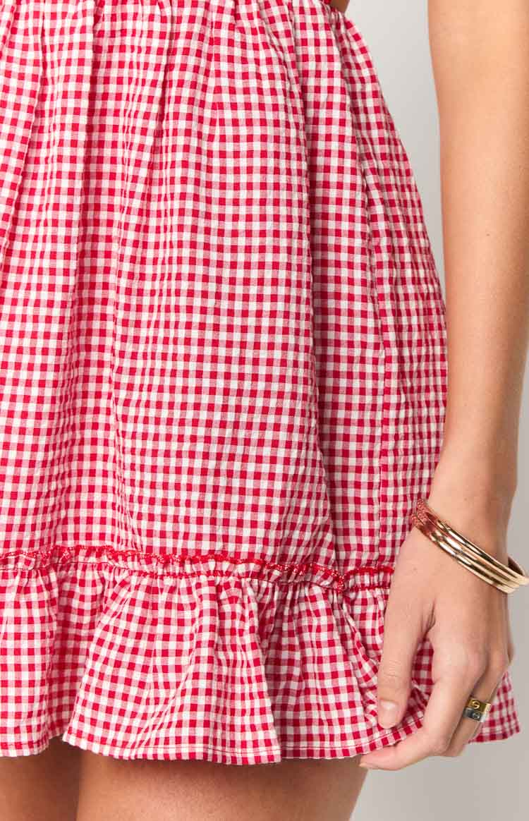 Oppolo Red Gingham Mini Dress