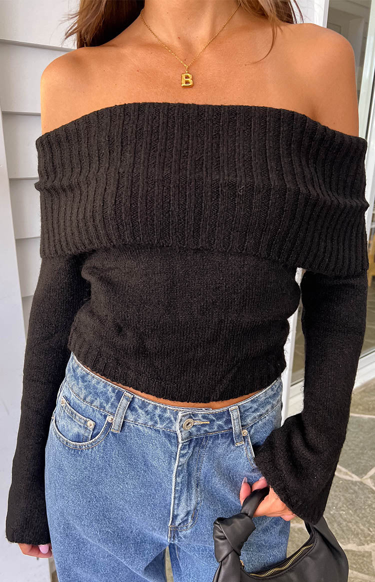 Joey Black Off Shoulder Sweater