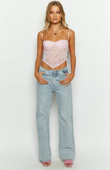 Resist You Pink Lace Bustier Top