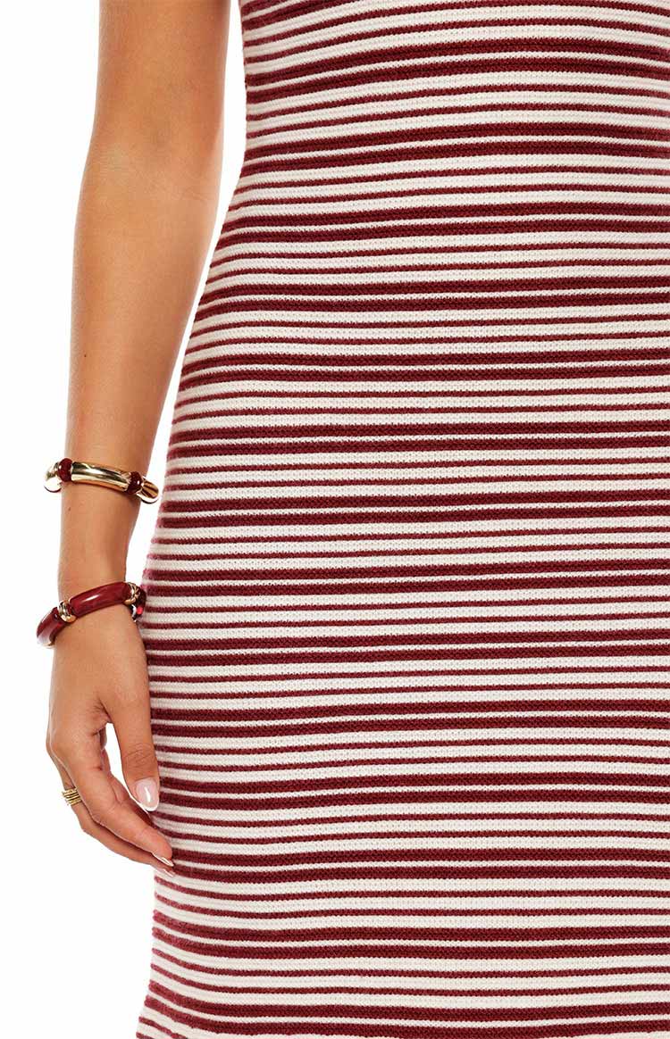 Rhiannon Burgundy Stripe Knit Maxi Dress - PRE ORDER