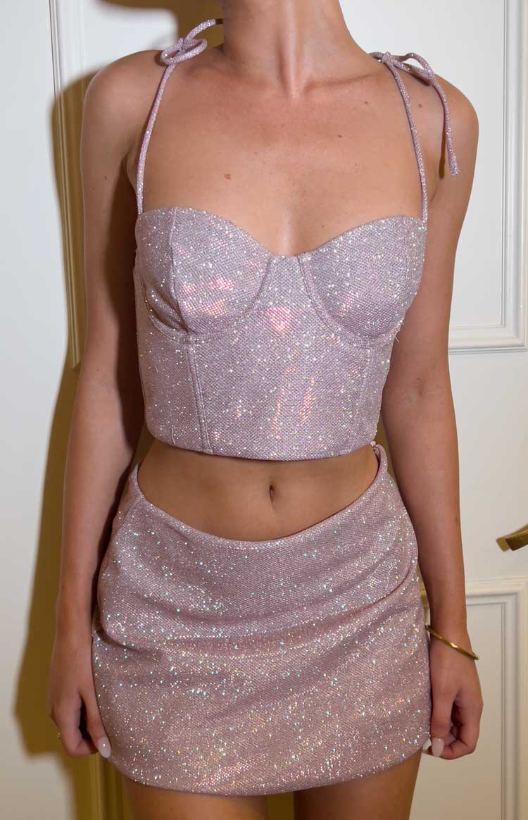 Rosa Pink Tie Shoulder Corset Top