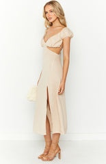 Saisha Beige Off The Shoulder Maxi Dress
