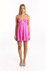 Sammie Hot Pink Satin Mini Dress