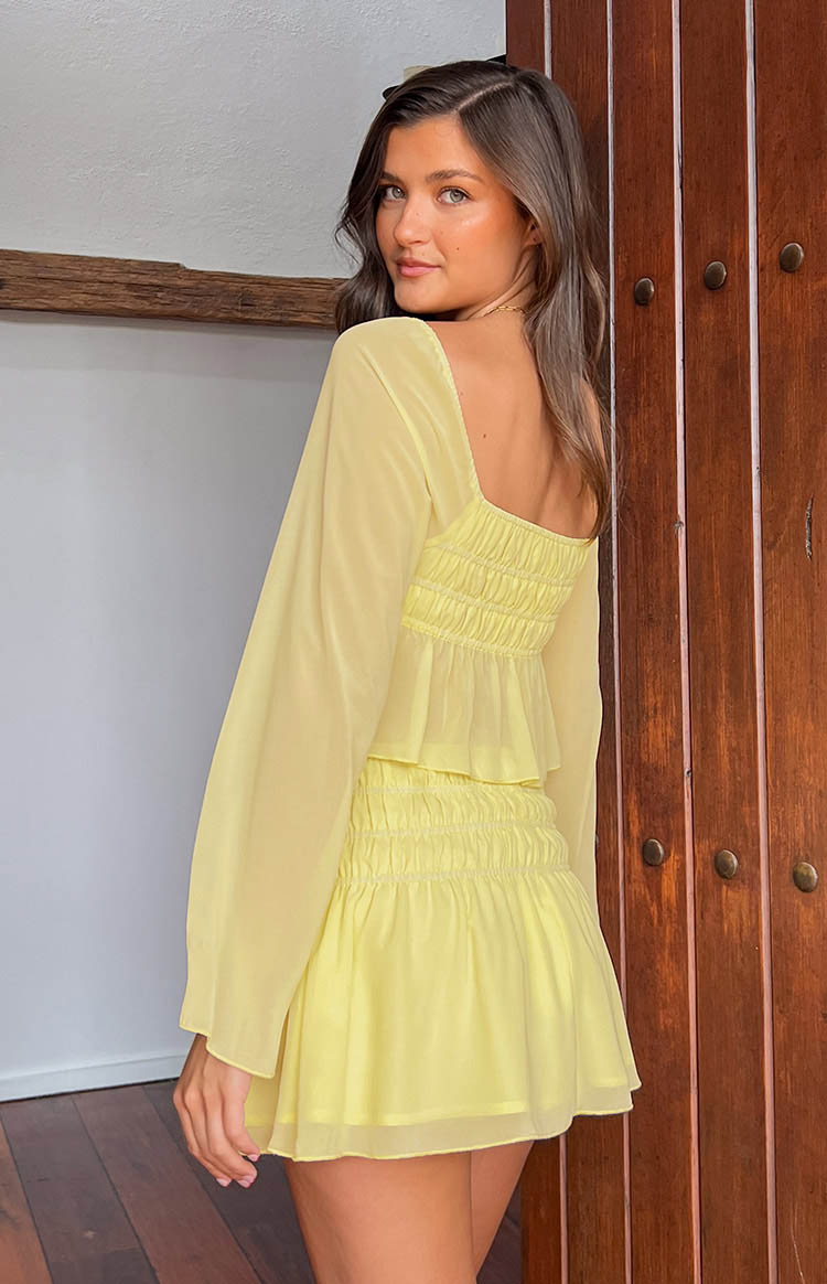 Sean Yellow Chiffon Mini Skirt