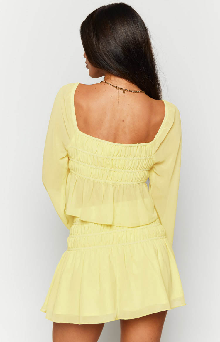 Sean Yellow Chiffon Long Sleeve Top