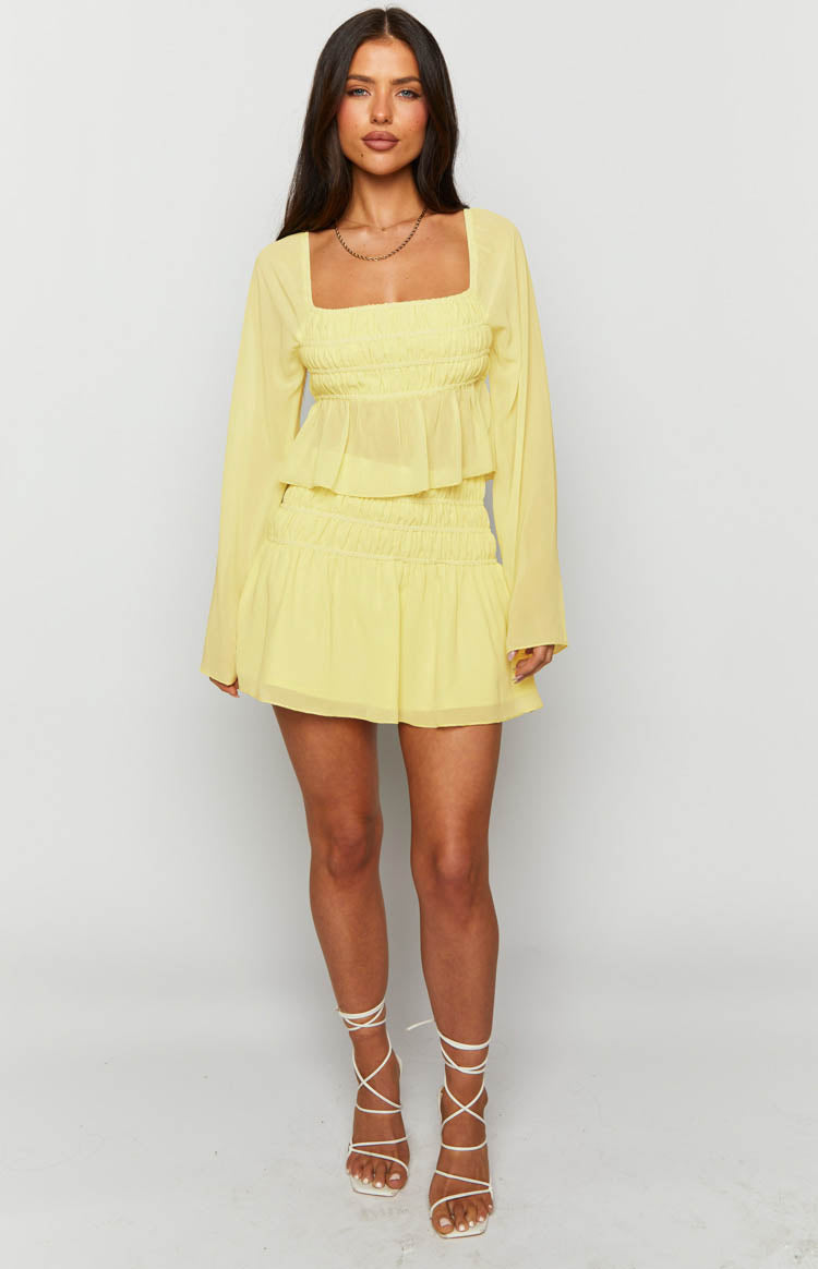 Sean Yellow Chiffon Mini Skirt
