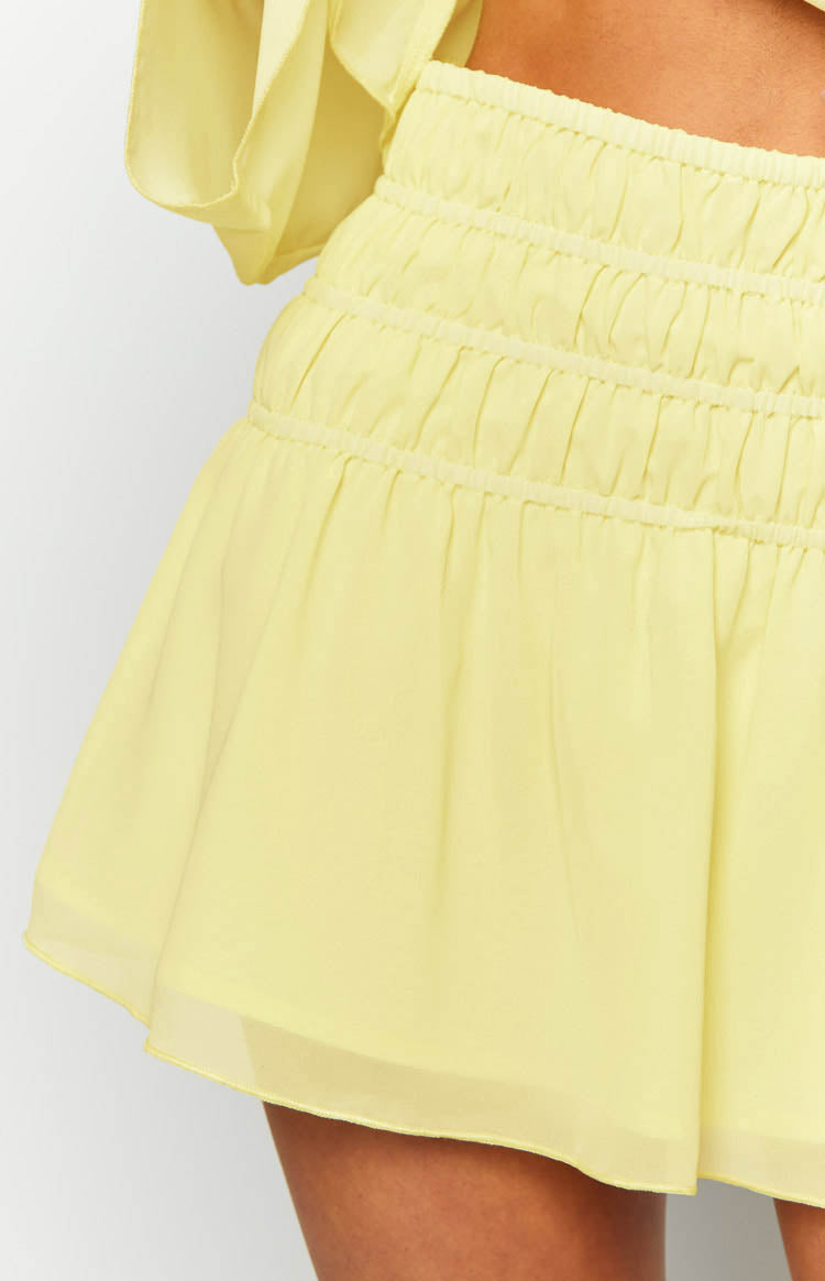 Sean Yellow Chiffon Mini Skirt