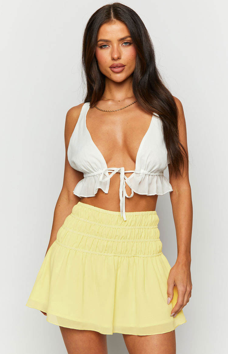 Sean Yellow Chiffon Mini Skirt