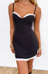 Seaton Black Polka Dot Mini Dress