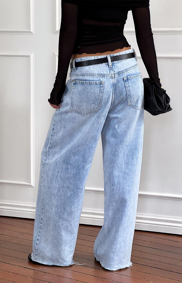She's Yours Light Wash Denim Wide Leg Boyfriend Jeans