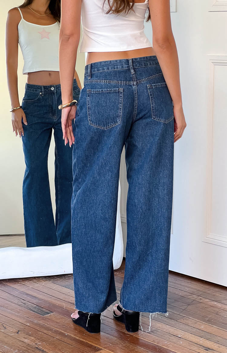 She's Yours Mid Wash Denim Wide Leg Boyfriend Jeans