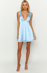 Shimma Blue Satin Mini Dress