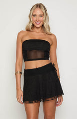 Stay Black Strapless Mesh Corset Top