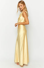 Sunshine Elegance Yellow Formal Maxi Dress