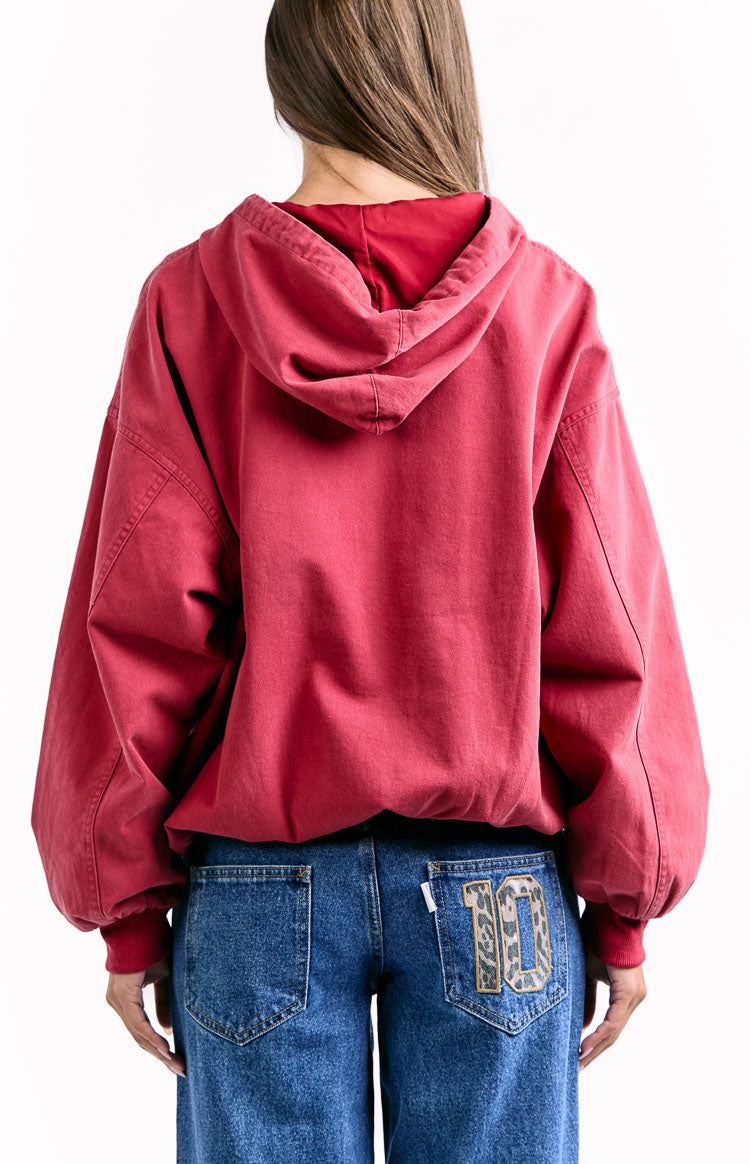 Tate Washed Red Oversized Hooded Jacket