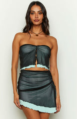 Taytum Blue Contrast Mesh Top