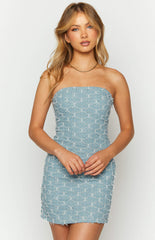 Turn It Up Denim Strapless Mini Dress