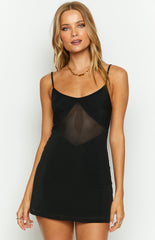 Valarie Black Mesh Slip Dress