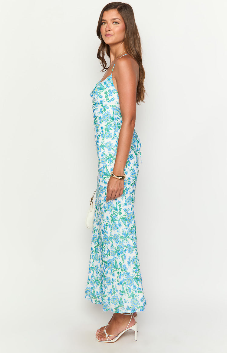 Valentina Blue Floral Maxi Dress