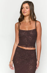 Willow Brown Lace Tank Top