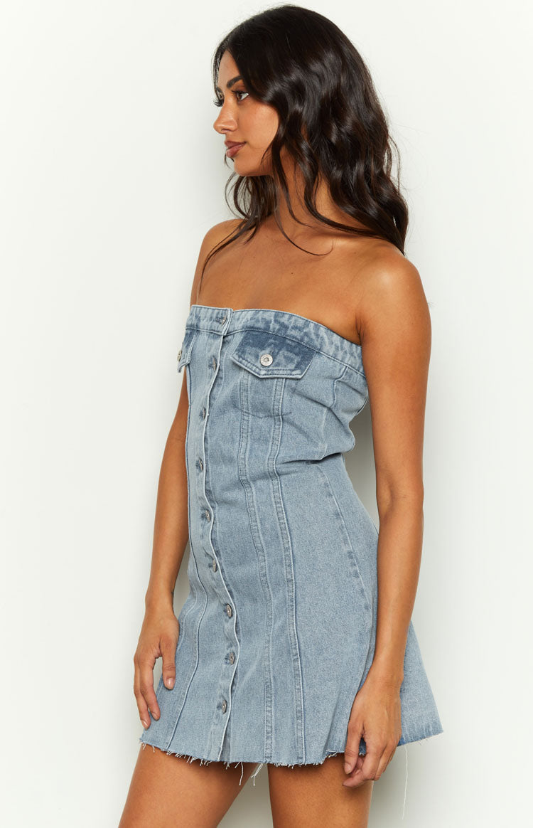Wilma Blue Denim Corset Mini Dress