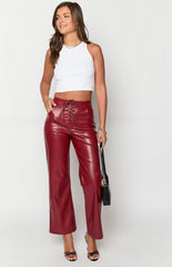 Zyla Red PU Pants