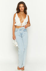 Poppy White Crop Top